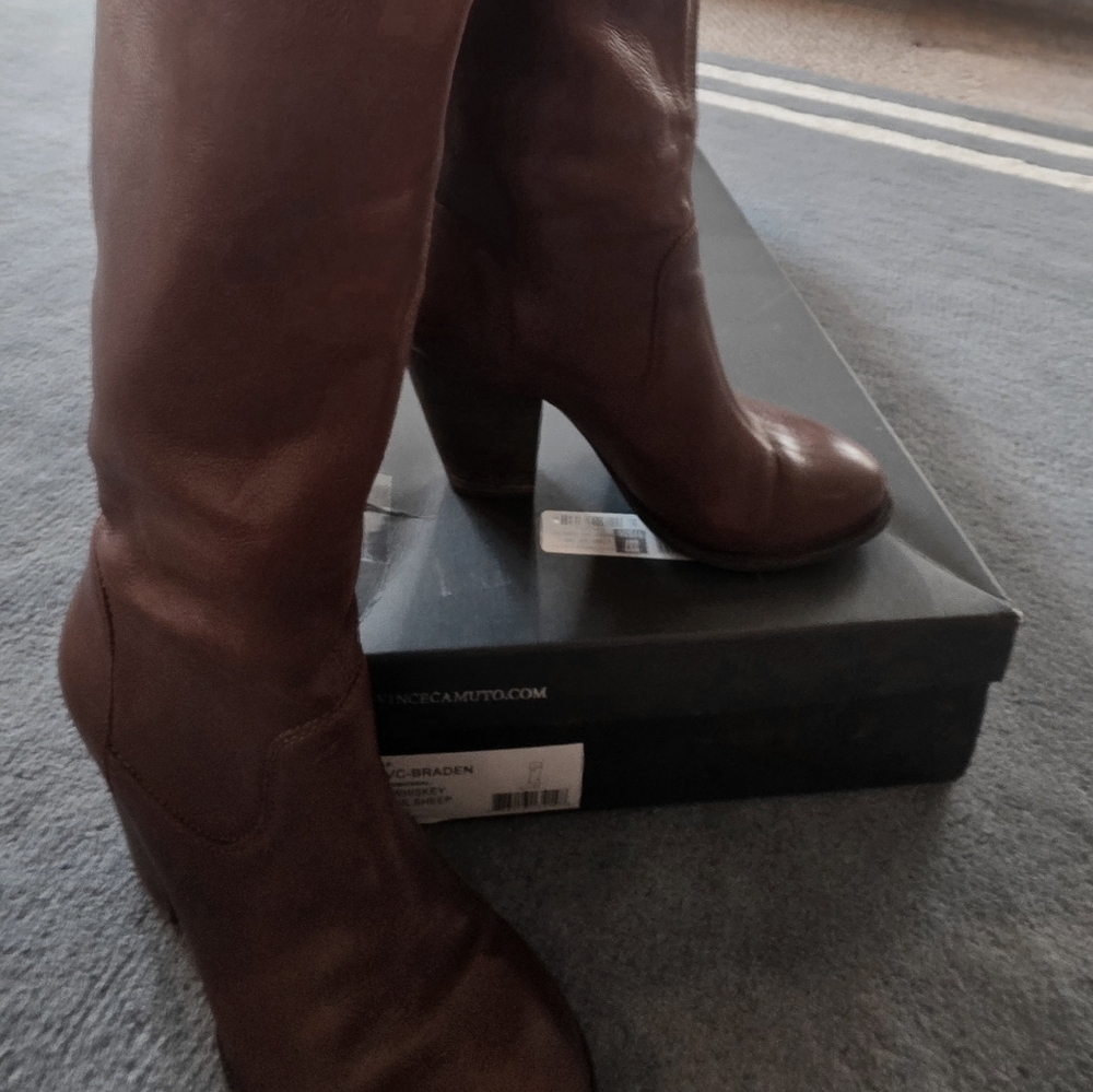 Vince Camuto Brown Leather Knee-High Boots